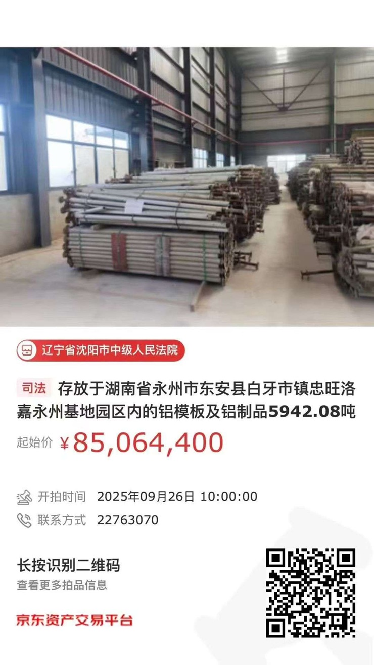 辽宁资产管理有限公司铝模板挂拍公告（湖南永州）